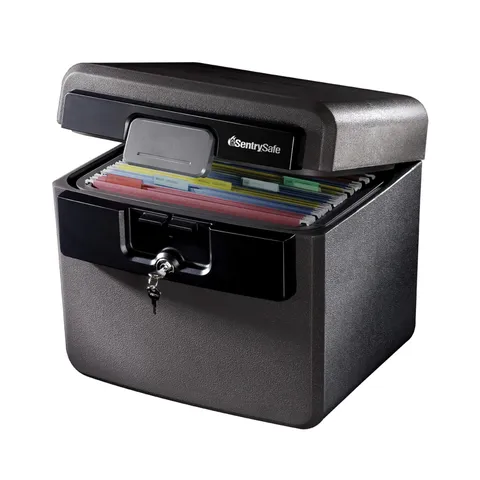 SentrySafe Black Fireproof and Waterproof Safe, File Folder and Document Box ...