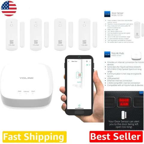 Smart Door Sensor Starter Kit LoRa 4 Count - 5  Battery, App/SMS Alerts