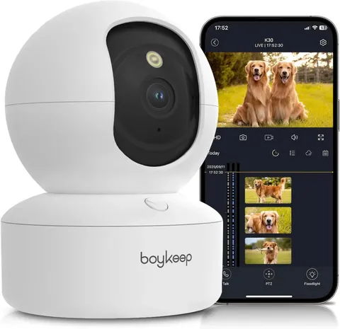 2K Indoor Pet Camera 360 Pan Tilt WiFi Baby Monitor With 2 Way Audio Night Vi...