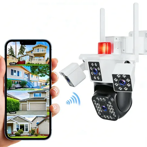 WiFi 1080P HD Security Camera 4-Lens Full Color Pan &Tilt Motion Detection