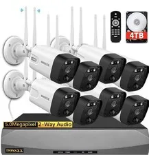 Wireless Security Camera System 8x 5MP Cameras, 4TB, 2-Way Audio, 130°