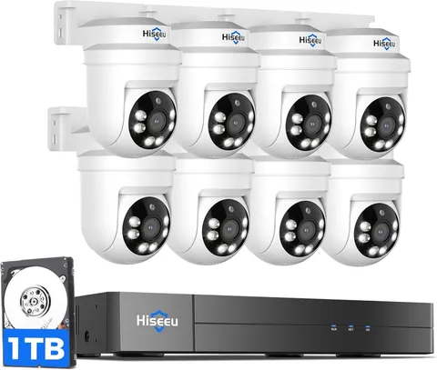 3K PTZ Wired Security Camera System Outdoor with Color Night Vision,Audio,8 X 5M
