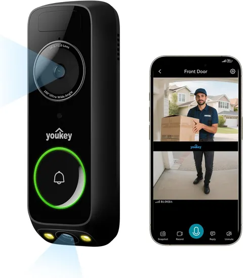 2K Doorbell Camera Wireless No Subscription with Head-To-Toe Video | Dual‑Cam Vi