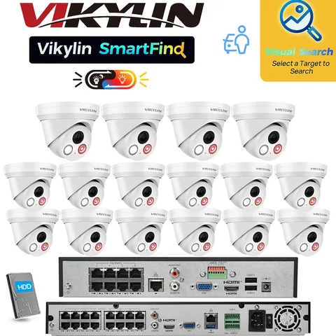 Vikylin SmartFind NVR System 1/1.8" Sensor Dual lens Color 8MP 4K IP Camera Lot