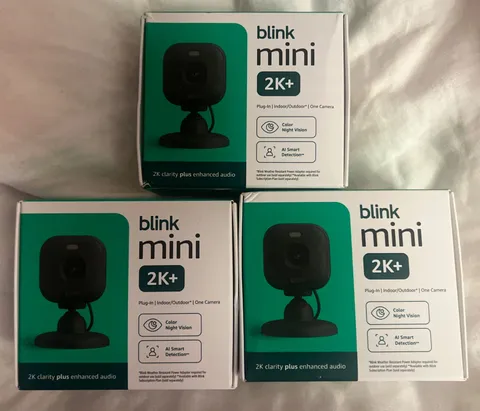 NEW UNOPENED - 3 pack of Blink Mini 2K+ Indoor/Outdoor Camera Black