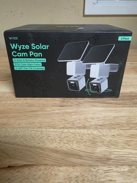 Solar Pan Cam 2-Pack, Solar Outdoor Home Security Camera, 360° 2K HD Color Night