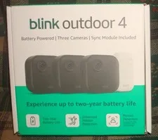 Blink Outdoor 4 Battery Powered Three Camera Wireless Security System NEW