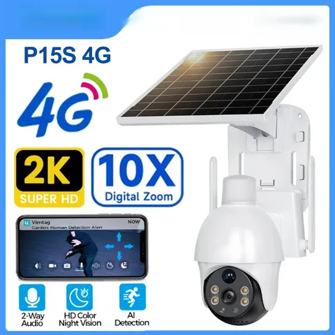 4G Sim 6MP Solar Outdoor Cameras PTZ Surveillance Outdoor Waterproof Security 