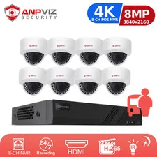 Anpviz 4K 8CH NVR 8MP POE IP Security Camera System IR Night Vision Outdoor AI