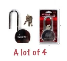 A Lot Of 4 Heavy Duty Long Shaft Solid Steel Maximum Protection Padlock 3 keys