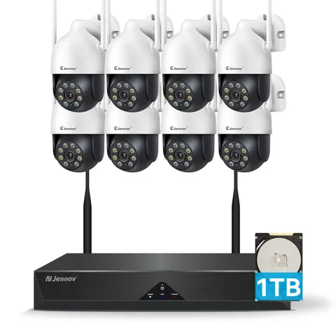 JENNOV Outdoor Home WiFi NVR Security Camera System 24/7 Recording Kit