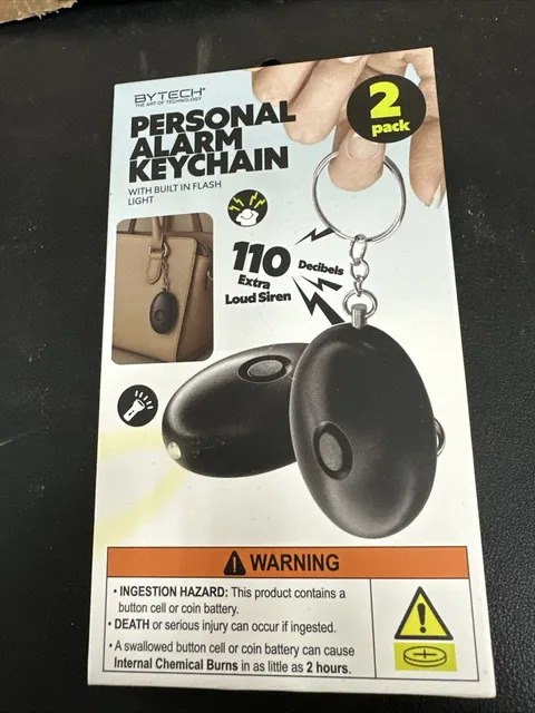 2 BY-TECH Personal Alarm Keychains Loud Alert LED Light 120dB Self-Defense Siren