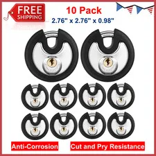10 Pack 70 mm Keyed Alike Padlocks Outdoor Round Stainless Steel Disc Pad Lock