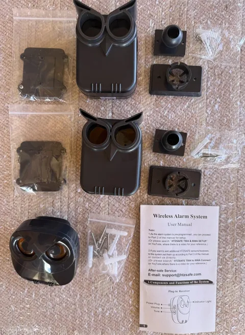 HTZSAFE Wireless Alarm System — T804 Sensor + 808A Plug-In Receiver (Open Box)