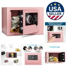 Pink Digital Money Safe - Secure Steel Lock Box with Keypad for Valuables