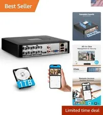 Versatile 8 Channel DVR for HD Security Cameras with 1TB Storage & Motion Alerts