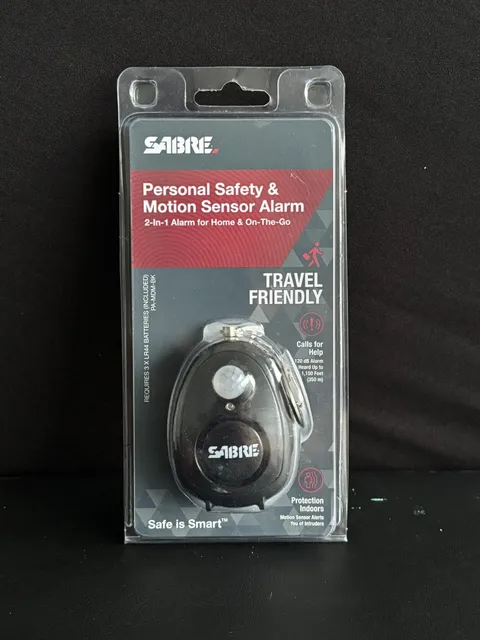 Sabre Personal Alarm & Motion Sensor 120 dB TSA Compliant Batteries Included