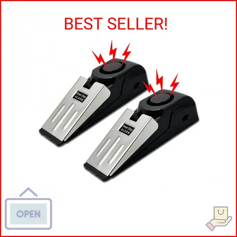 HNHMT 2 Pack Portable Door Stop Alarm, Door Stopper with 120db Loud Security Ala