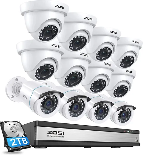 ZOSI 1080p 16 Channel Weatherproof Surveillance CCTV Security 2MP Camera System