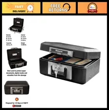 Fireproof Safe Box with Key Lock - Secure Money, Jewelry & Documents, 0.25 Cu Ft