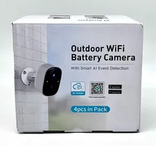 GMK Outdoor WiFi Battery Camera With Smart AI Event Detection - 4 Pack