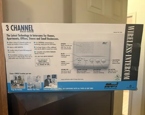 Vintage NVI WI-3PN 3 Channel Wireless Intercom System NOS New Complete in Box