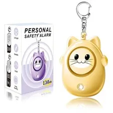 Personal Safety Alarm Keychain, 130dB Loud Siren with LED Light, Cute Cat Des...