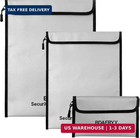 3 Pcs Fireproof Waterproof Money Important Document Bag(2000℉),Fire Proof Bag fo