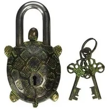 Vintage Finish Brass Tortoise Padlock with Keys Handmade Rare Feng Shui