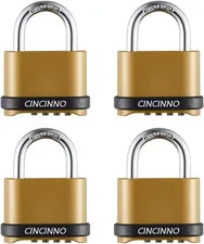 Heavy Duty Weatherproof Combination Lock, 4-Pack Outdoor Combo