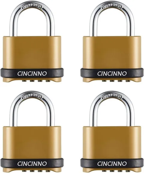 Heavy Duty Weatherproof Combination Lock, 4-Pack Outdoor Combo
