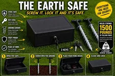 The Earth Safe Portable Steel Key Lock Money Safe, 2 Keys, Black Matte Small