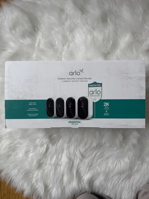 NEW Sealed Arlo Essential Outdoor Security Camera x4 Bundle  3rd Gen VMK3480 2K