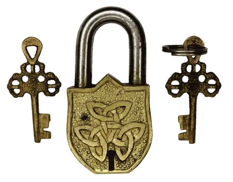 Celtic Knot Design Lock Antique Vintage Style Handmade Brass Padlock Home Décor