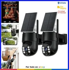 2K Security Cameras Wireless Outdoor Solar 5GHz WiFi Pan Tilt AI Detection Two