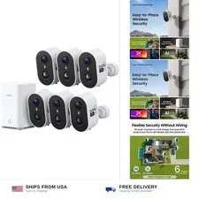 aosu 2K Battery Security Cameras Wireless Outdoor System, 6-Cam-Kit | True 2K...