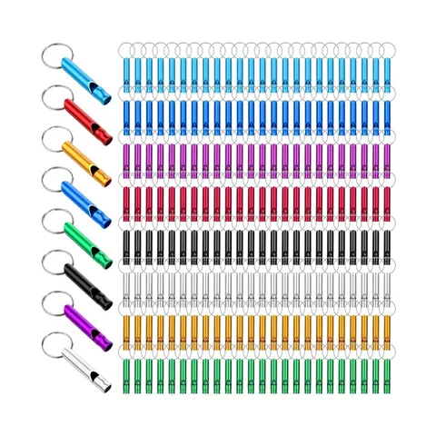 200 Pcs Emergency Whistles with Keychains, Aluminum Extra Loud Survival Whist...