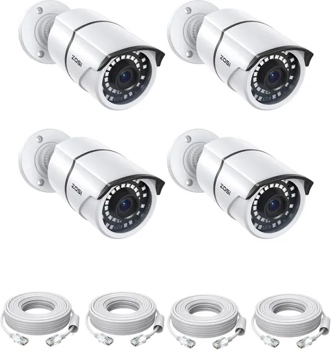 ZOSI 4PK 5MP Add-on Weatherproof POE Security Camera with Ethernet Cables