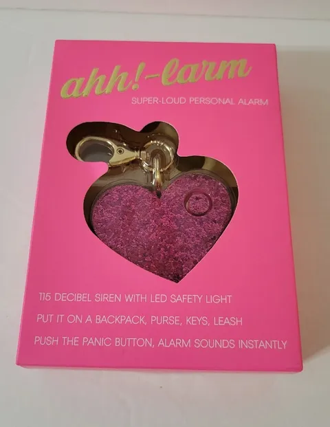 Blingsting Super Loud Personal Alarm Heart Keychain Pink Glitter NIB 
