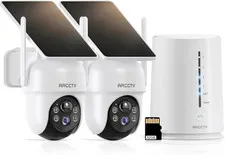 Solar Security Cameras Wireless Outdoor, No Monthly Fee, 2-Camera 2K Home Securi