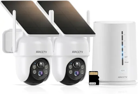Solar Security Cameras Wireless Outdoor, No Monthly Fee, 2-Camera 2K Home Securi