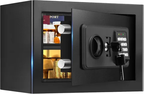 Fireproof Waterproof Home Safe Box with Digital Lock & Removable Shelf