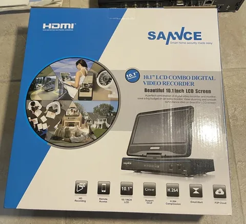 SANNCE Security 8CH DVR 1080p LCD 10.1” Monitor + 4 Cameras Wired Black #DG81BE