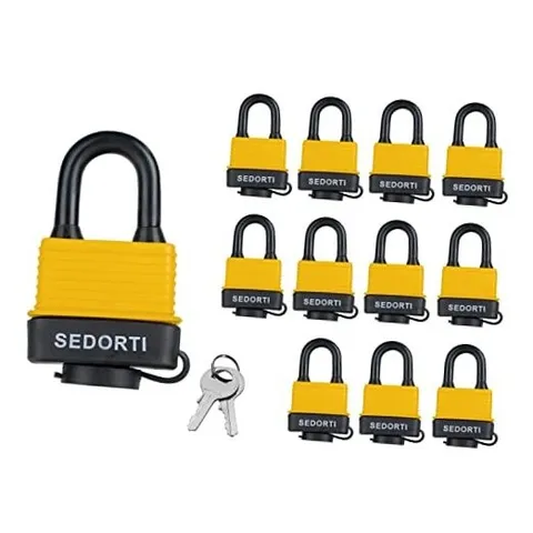 Colored Waterproof Padlocks, Yellow-Covered Laminated Steel YELLOW 40mm*12