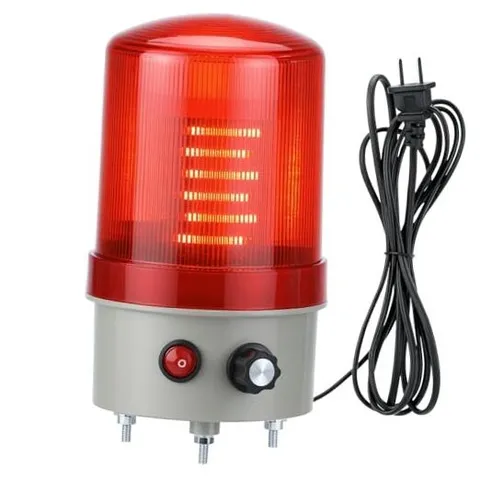 Industrial LED Rotating Warning Light, 110V AC Red Beacon Strobe for Public