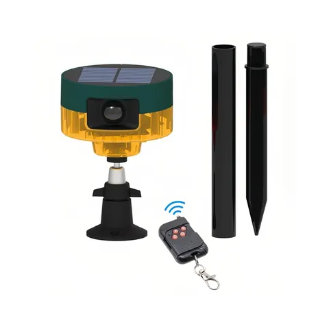 Solar Motion Sensor Alarm Outdoor 360°Motion Detector LED Flashing Strobe Lig...