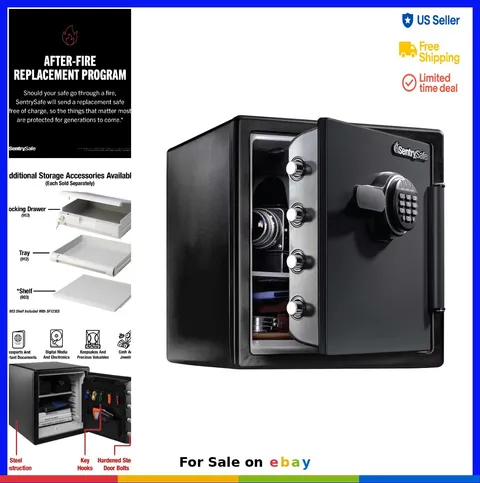 Fire Resistant Safe 1.23 Cu Ft Digital Keypad Lock Water Proof 1 Hour Home