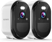 ZEPPORTE Wireless Security Cameras (2-Pack) – AI Motion – Battery Powered – NEW