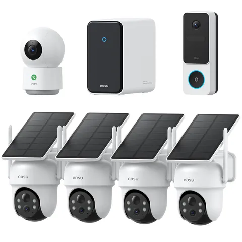aosu 3K Solar Security Camea Outdoor Wireless Kit System with 2K Video Doorbe...