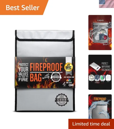 Fireproof Document Bag Legal Size: 15" x 11" [2000°F Rated] Protect Birth Cer...